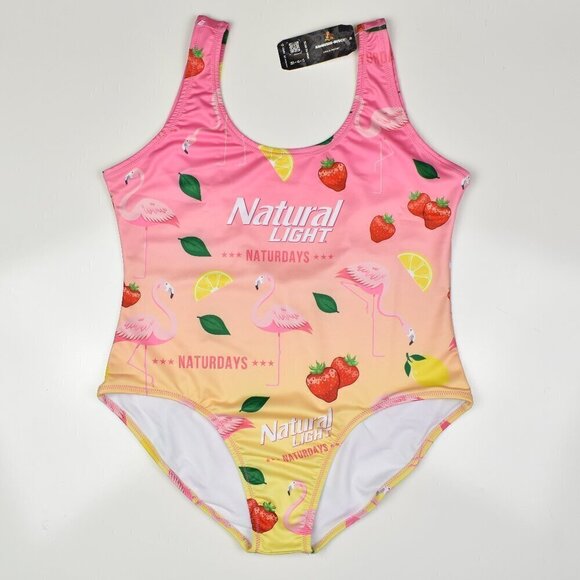 Natural Light Natty Naturdays Flamingo Beer Swimsuit NEW 2x - Picture 1 of 7
